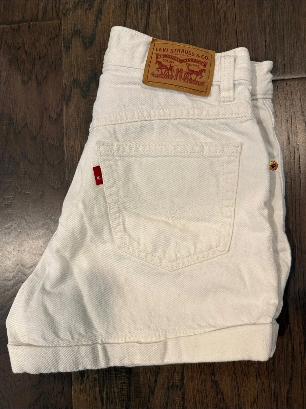Levi's White High-Rise Denim Shorts
